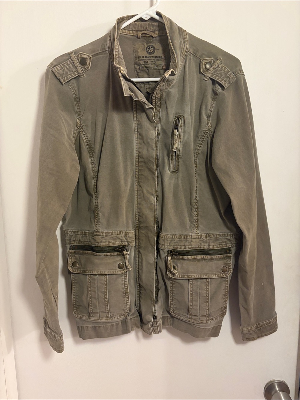Lucky Brand Olive Utility Jacket with Front Pockets LARGE